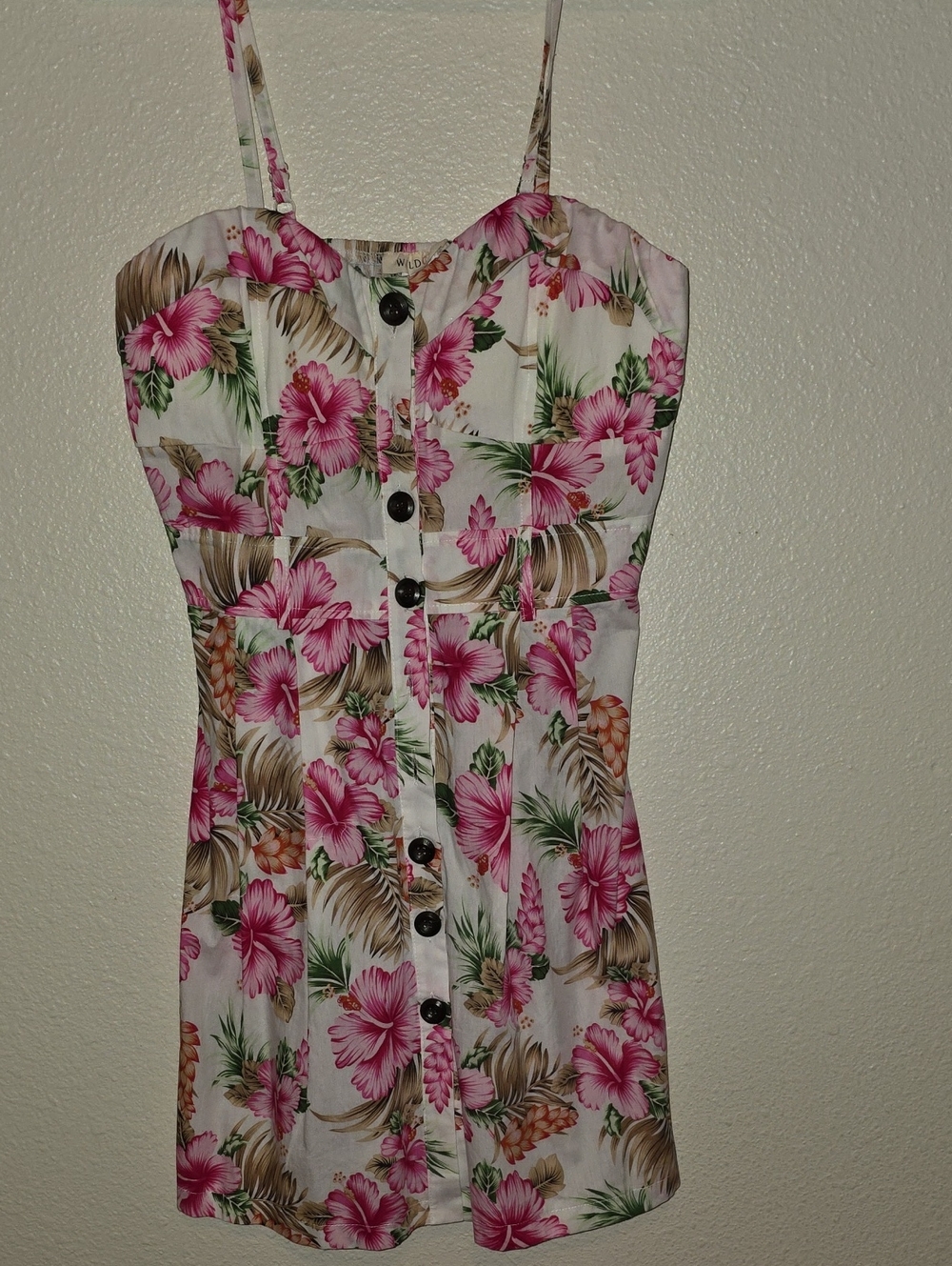 Floral Button-Front Sundress in Pink and White